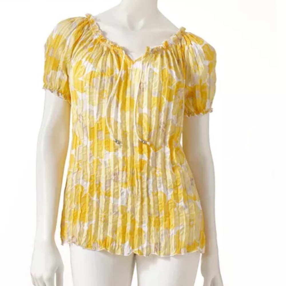 CROFT & BARROW CLASSIC STYLE Women’s YELLOW FLORAL Top Sz SP